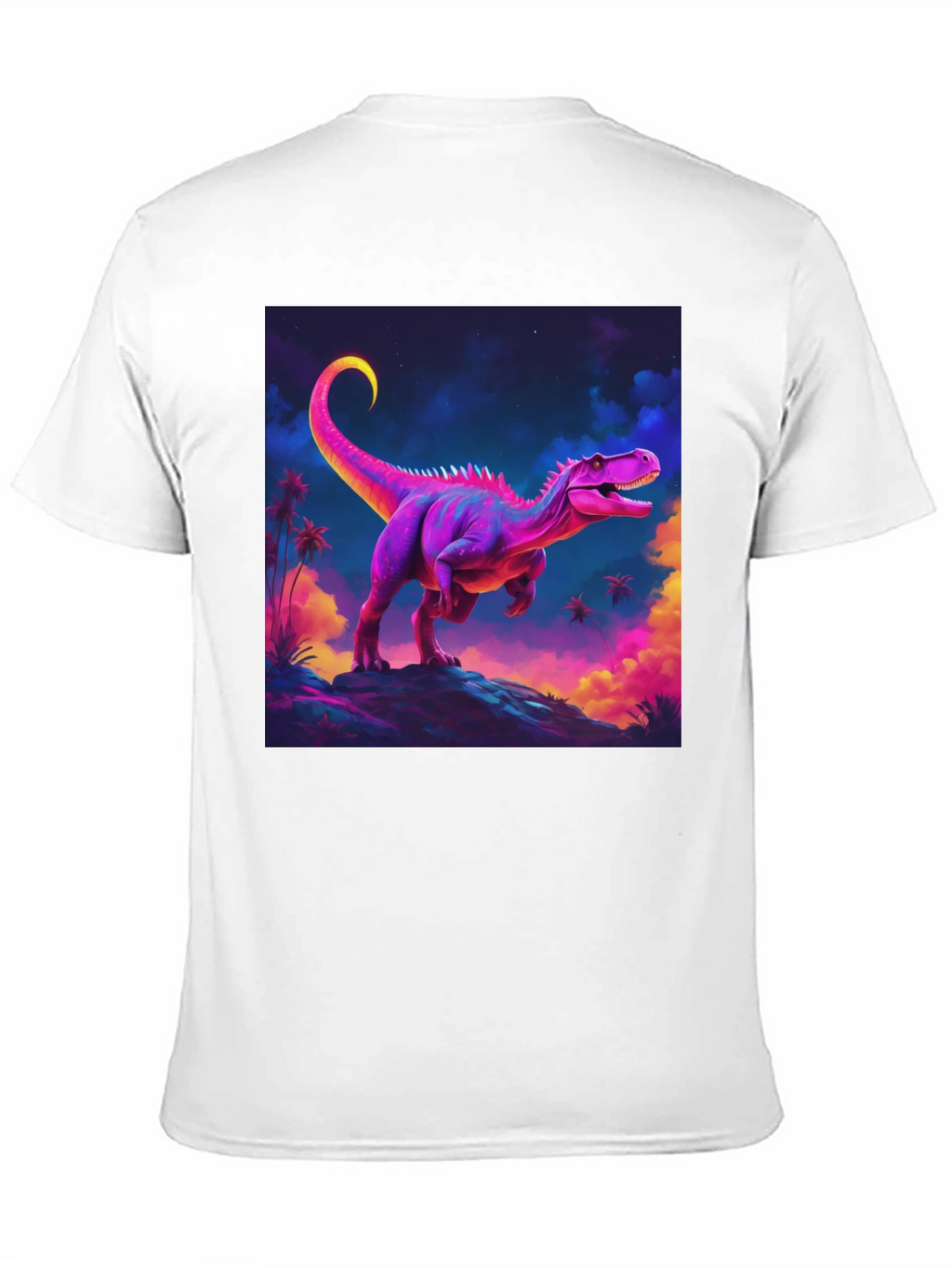 Camiseta Negra con Diseño de Dinosaurio Neón
