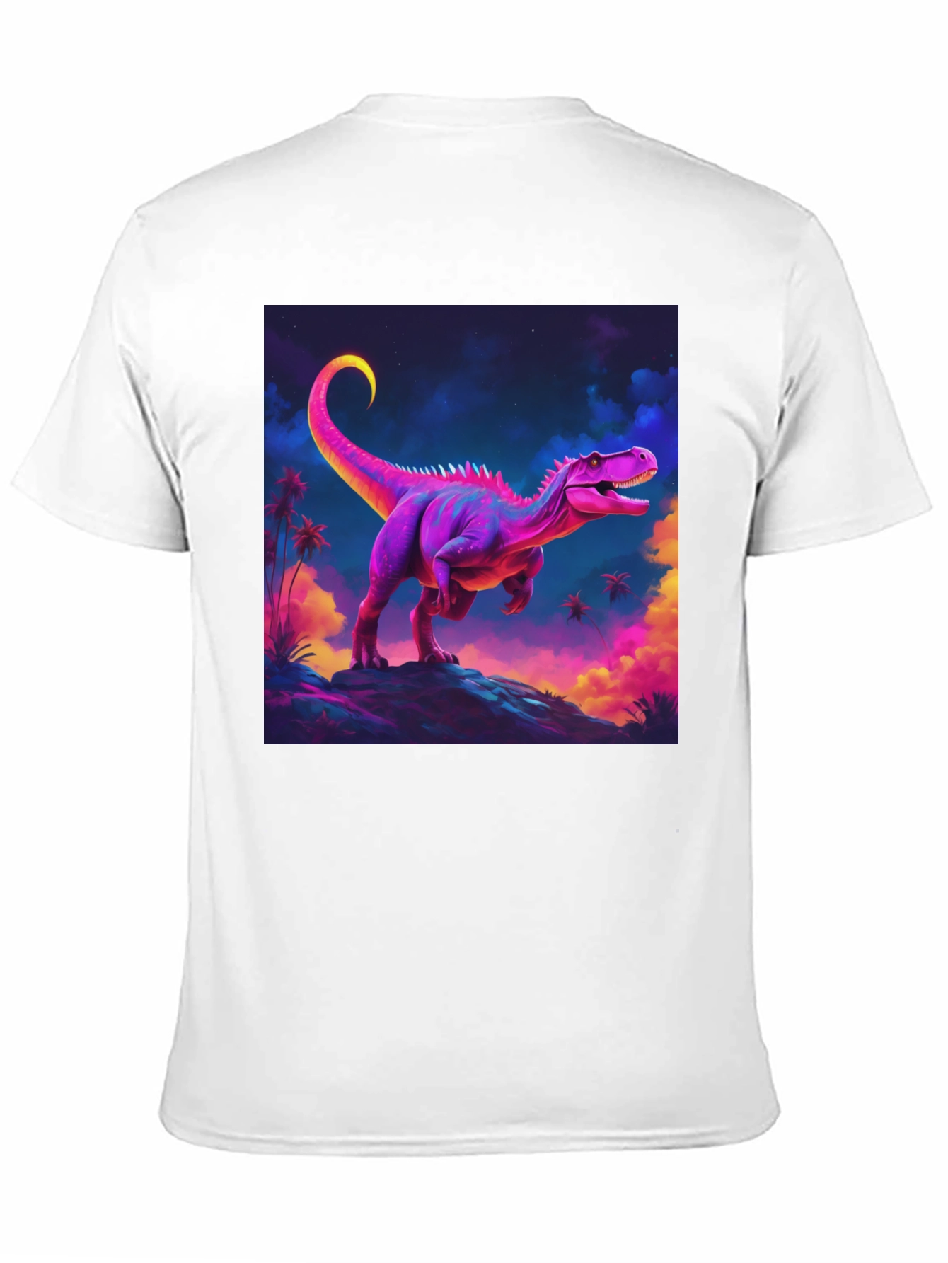 Camiseta Negra con Diseño de Dinosaurio Neón