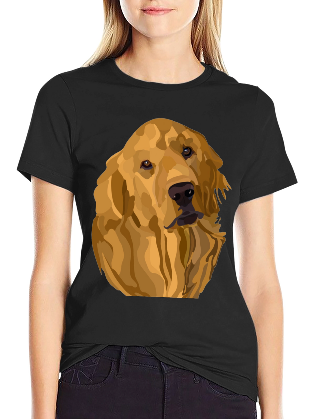 Camiseta Negra con Diseño de Golden Retriever