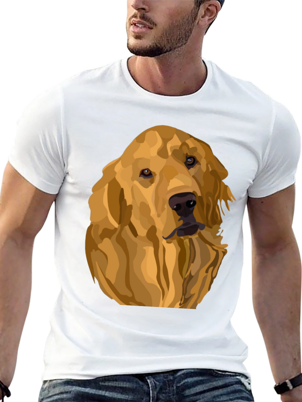Camiseta Negra con Diseño de Golden Retriever