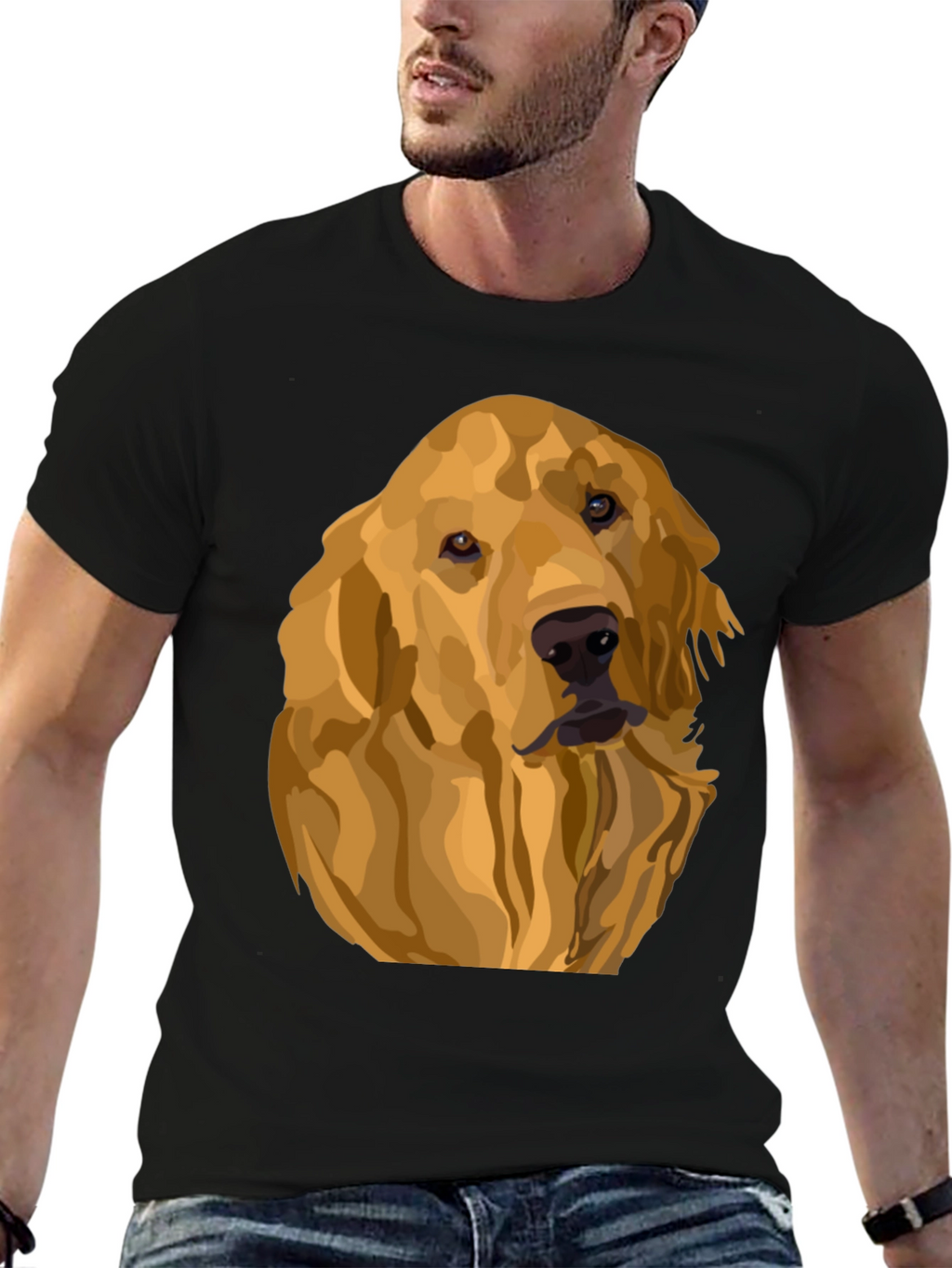 Camiseta Negra con Diseño de Golden Retriever