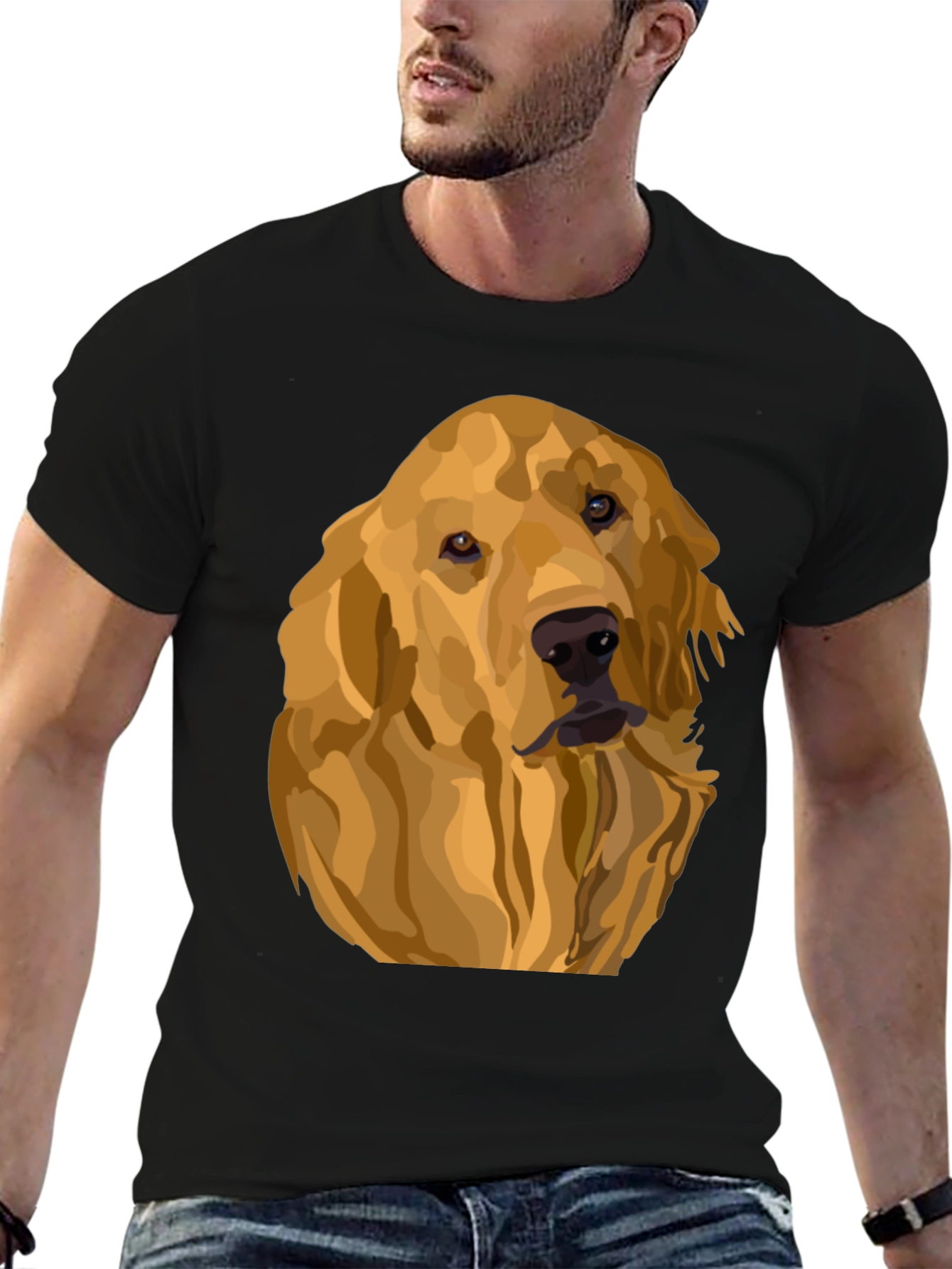 Camiseta Negra con Diseño de Golden Retriever