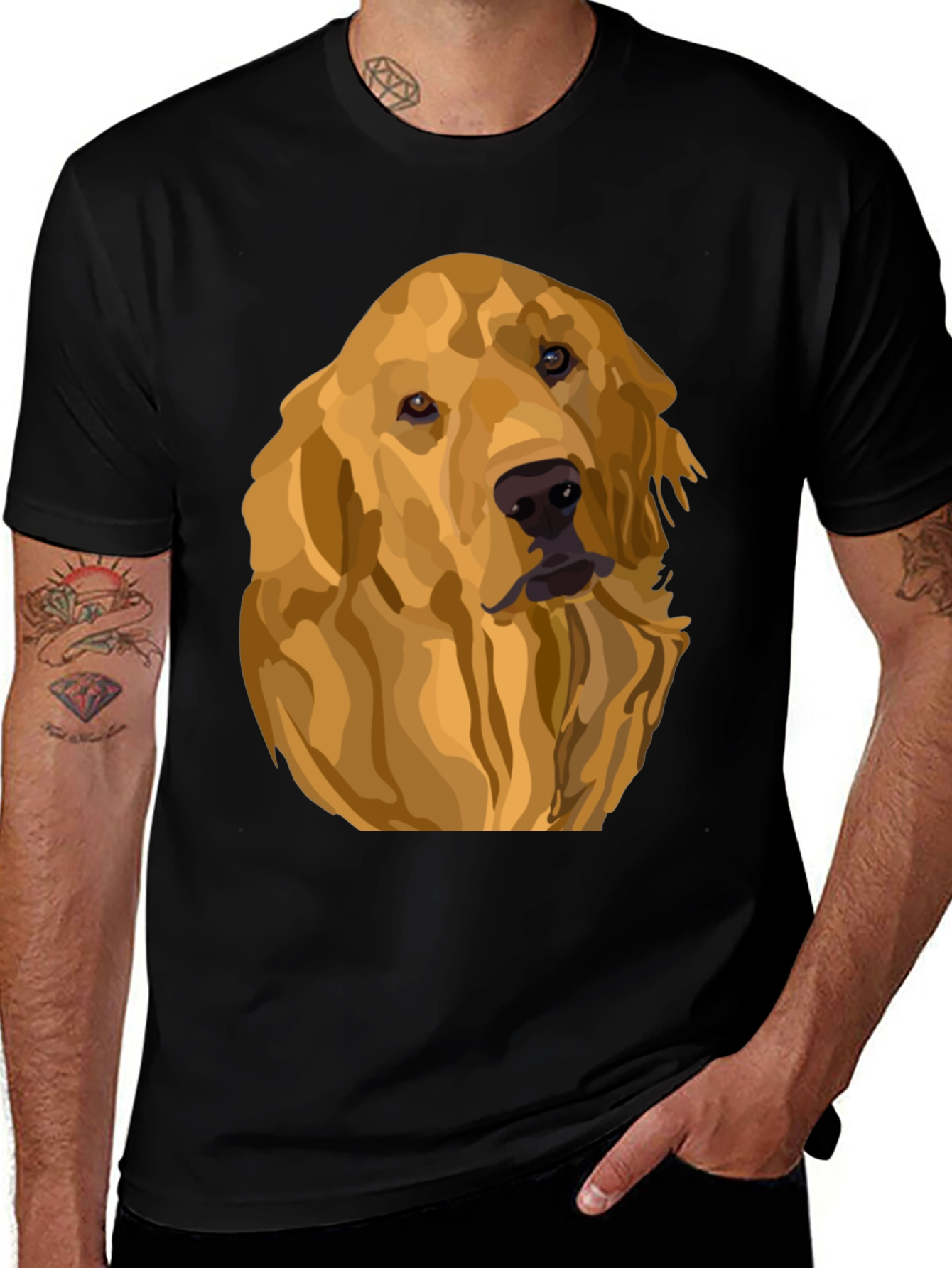 Camiseta Negra con Diseño de Golden Retriever