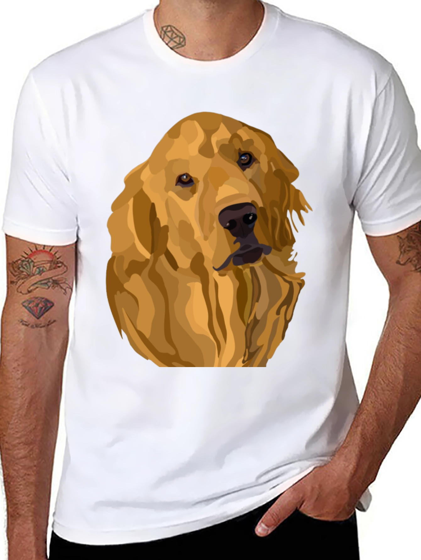 Camiseta Negra con Diseño de Golden Retriever