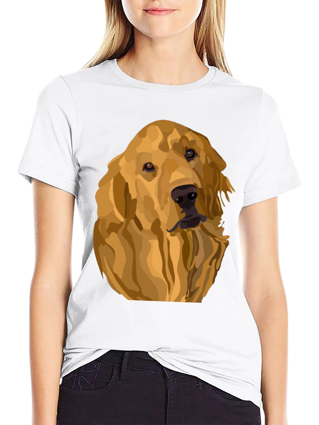 Camiseta Negra con Diseño de Golden Retriever
