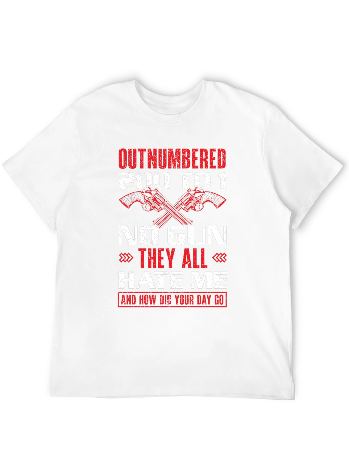 Camiseta Negra con Diseño de Armas y Frase Graciosa