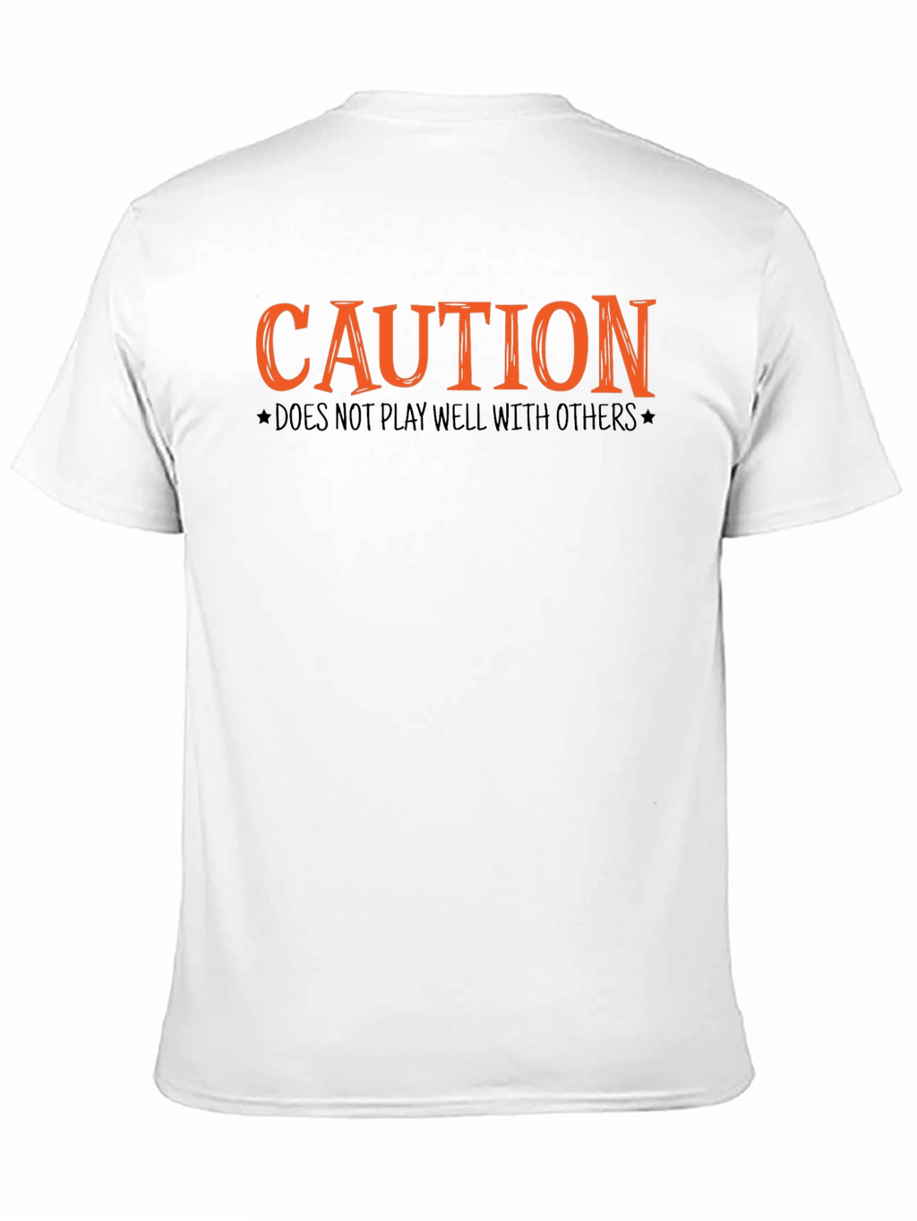 Camiseta Negra con Diseño Caution Naranja