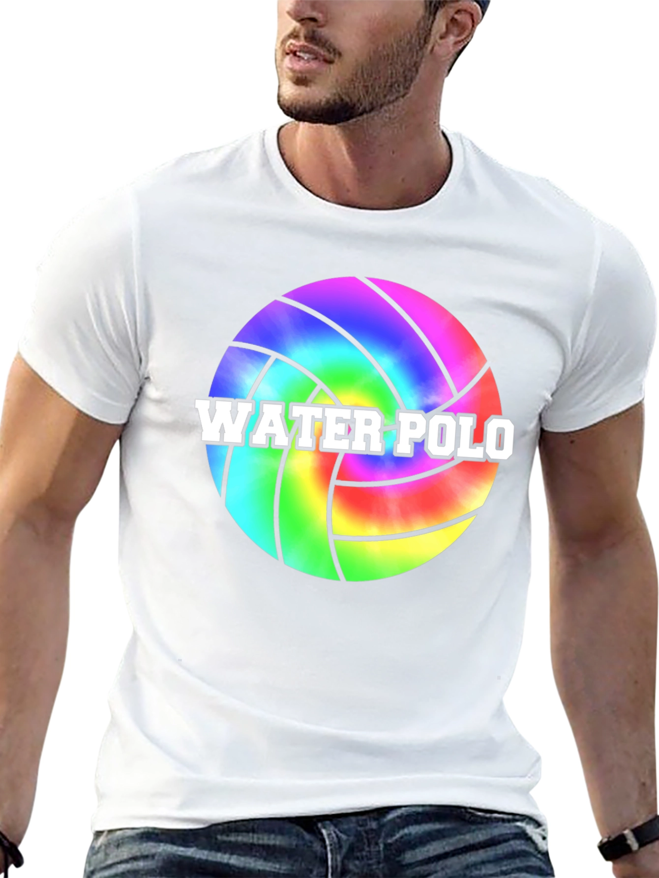 Camiseta Negra con Diseño de Balón de Waterpolo Tie-Dye