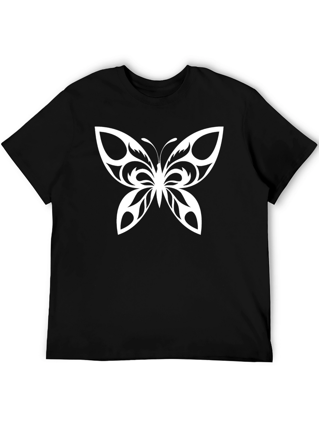 Camiseta Negra con Diseño de Mariposa Blanca