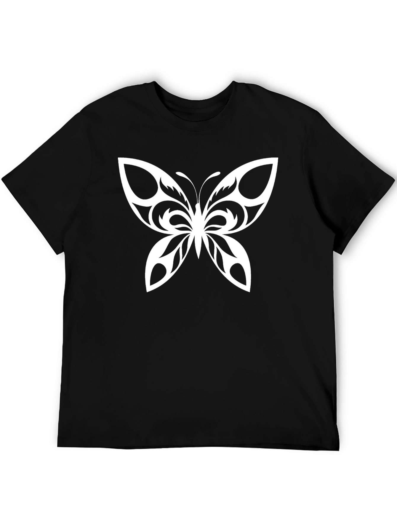 Camiseta Negra con Diseño de Mariposa Blanca