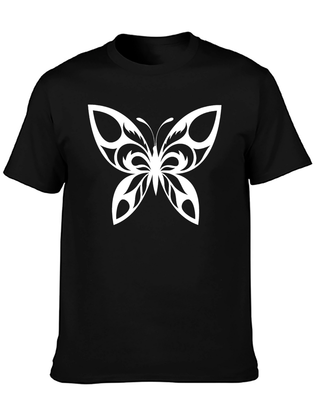 Camiseta Negra con Diseño de Mariposa Blanca