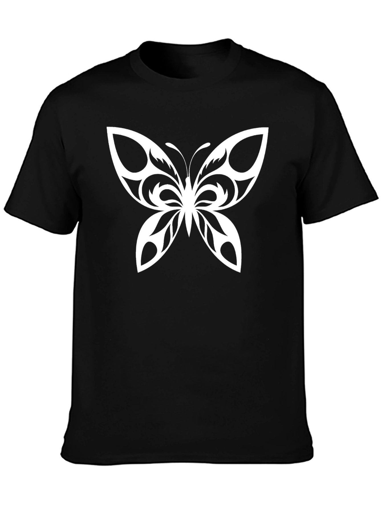 Camiseta Negra con Diseño de Mariposa Blanca