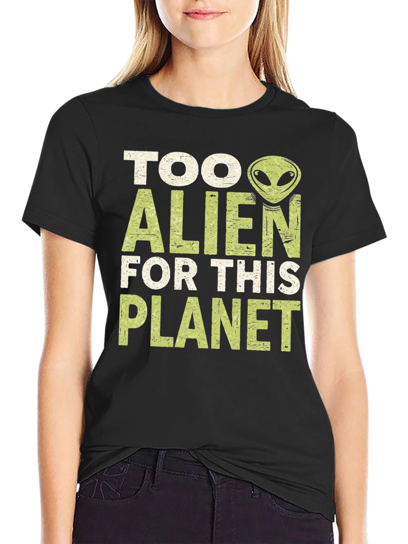 Camiseta Negra con Diseño Alienígena