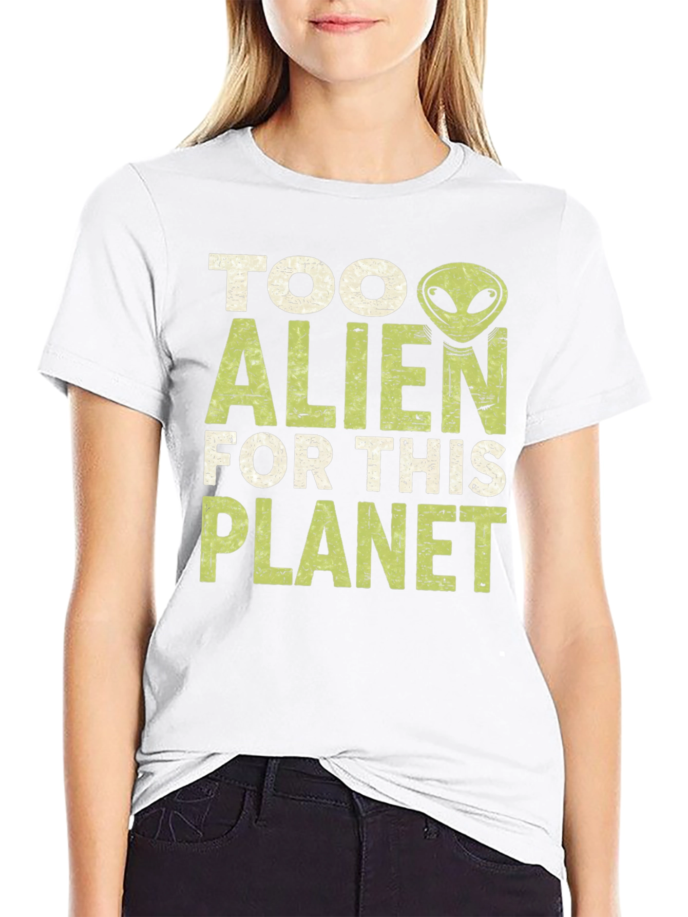 Camiseta Negra con Diseño Alienígena