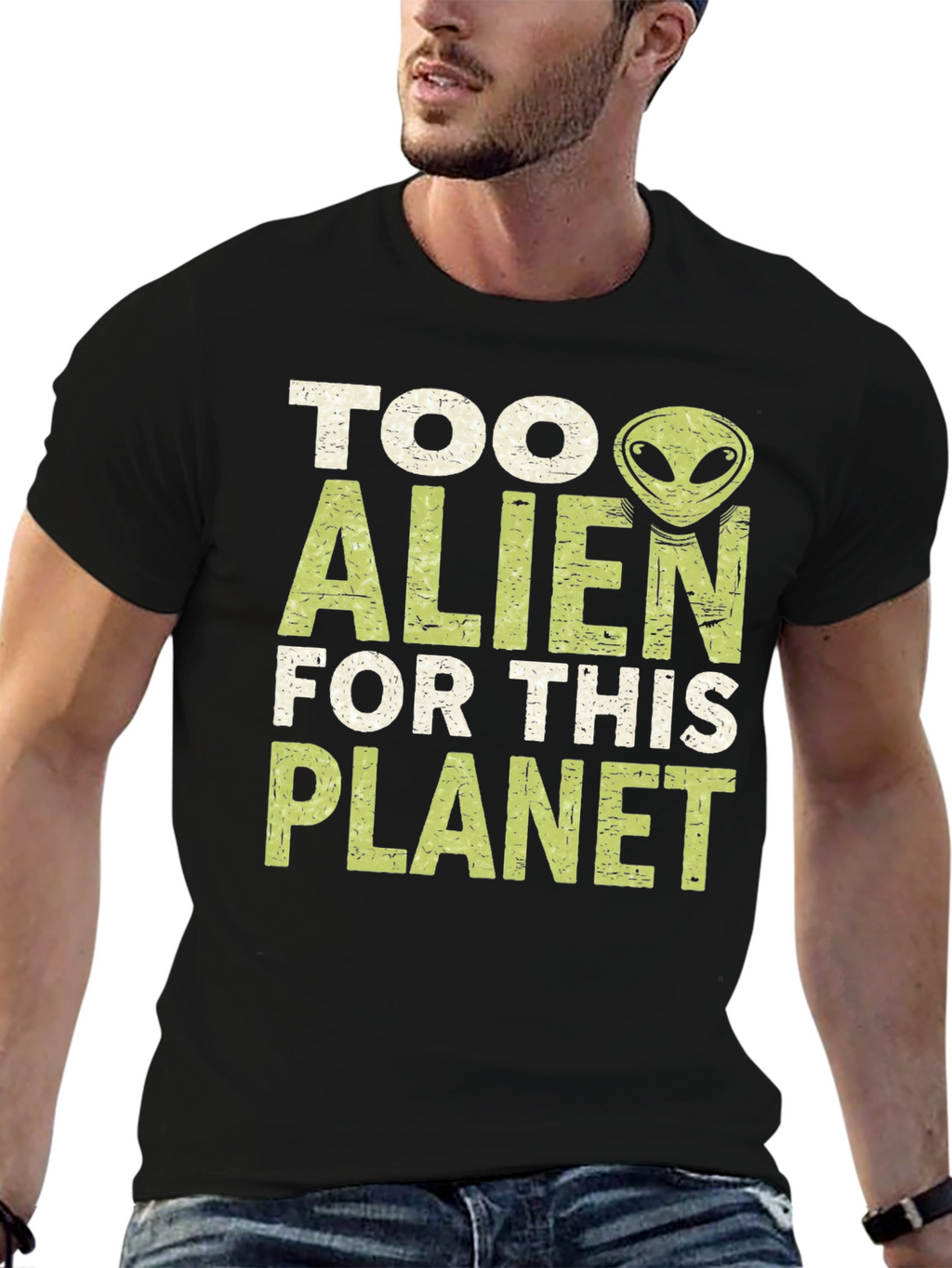 Camiseta Negra con Diseño Alienígena
