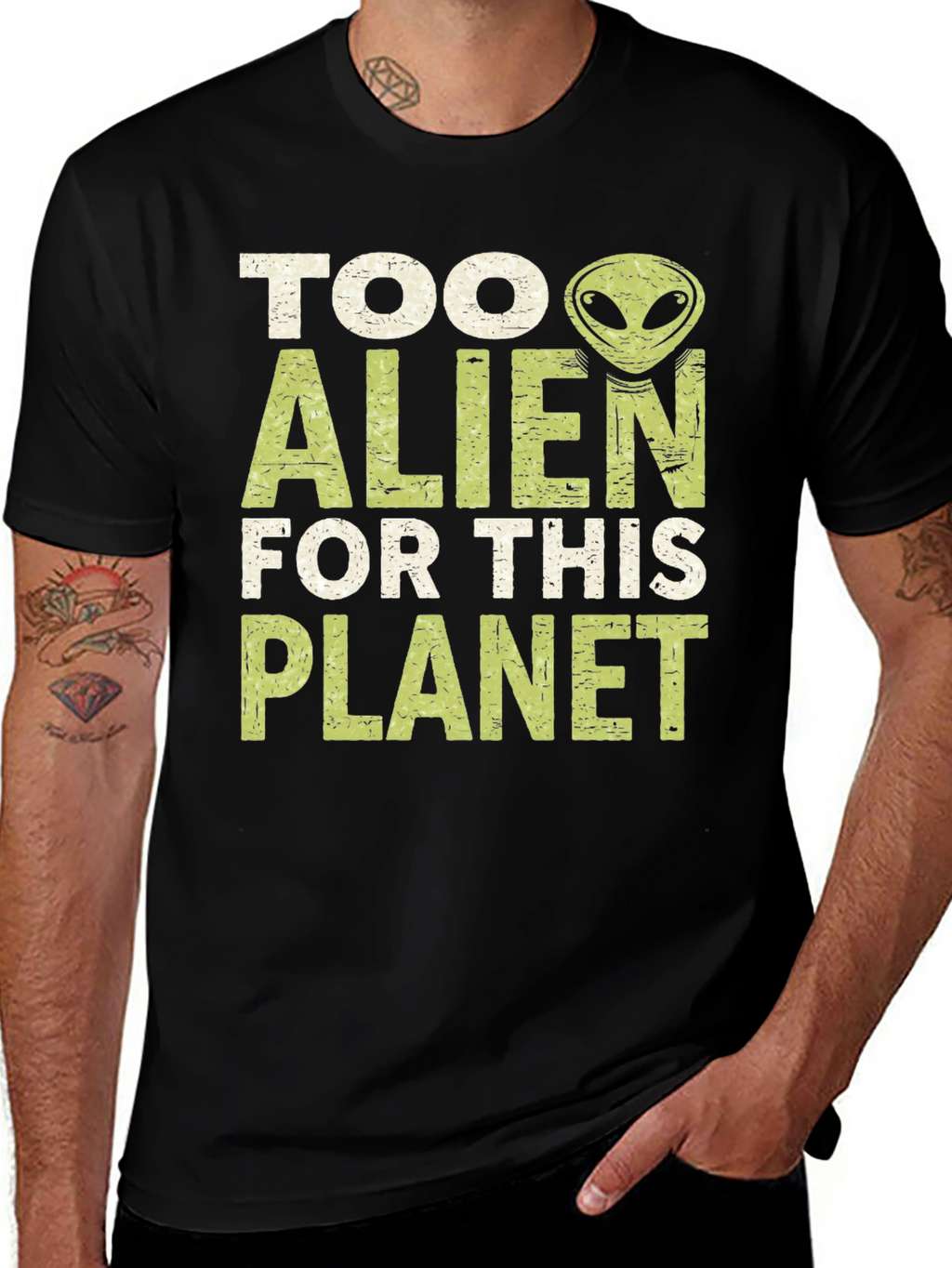 Camiseta Negra con Diseño Alienígena
