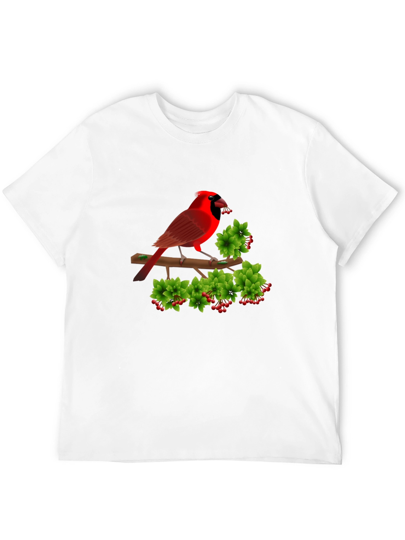 Camiseta Negra con Cardenal Rojo y Bayas