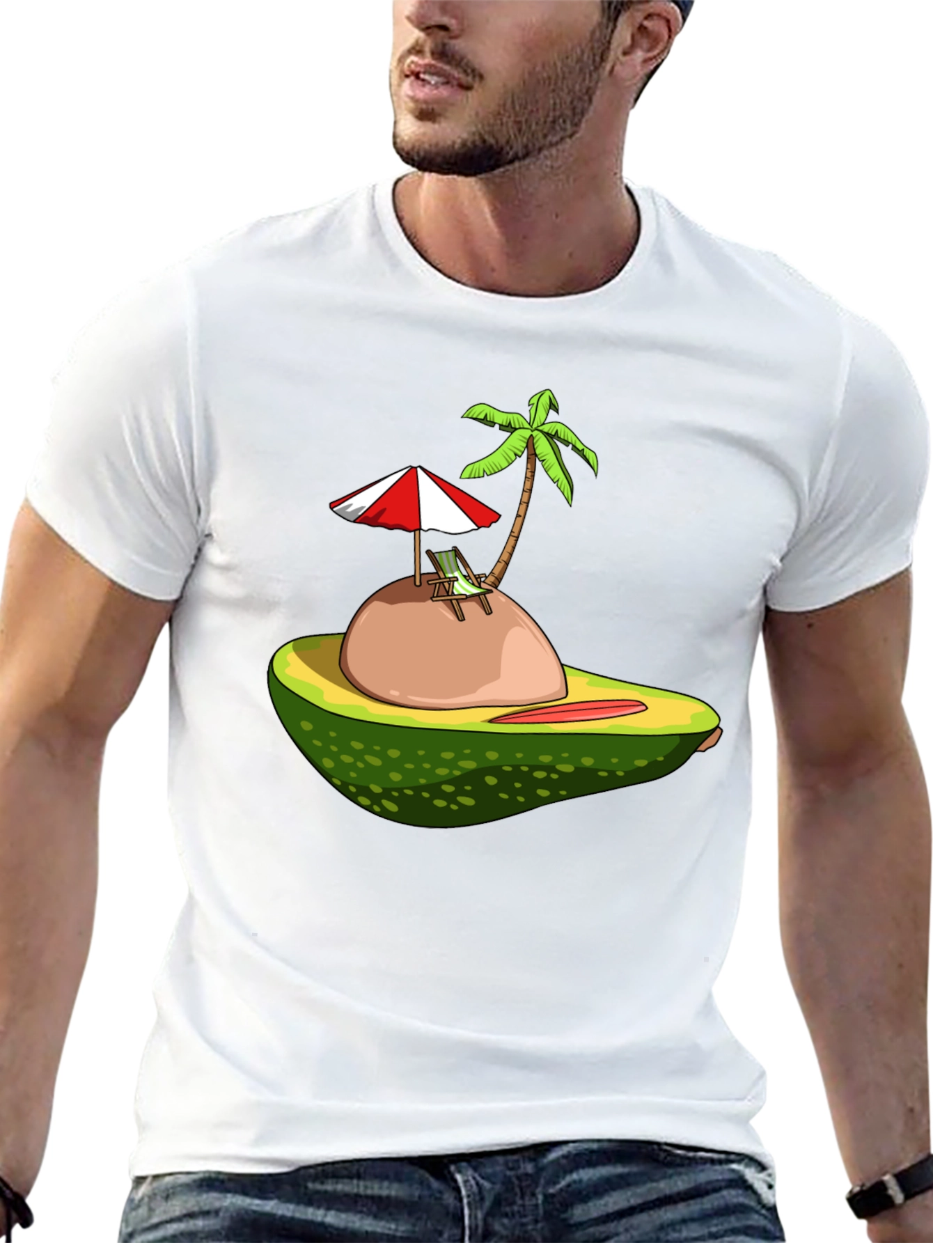 Camiseta Negra con Diseño de Aguacate Tropical