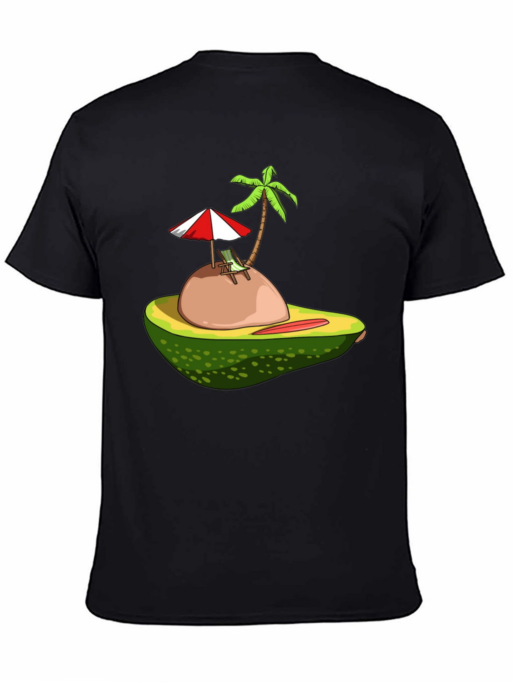 Camiseta Negra con Diseño de Aguacate Tropical