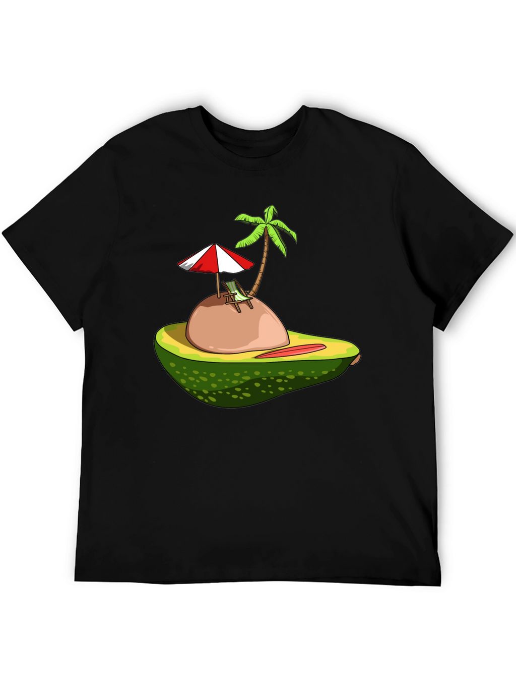 Camiseta Negra con Diseño de Aguacate Tropical