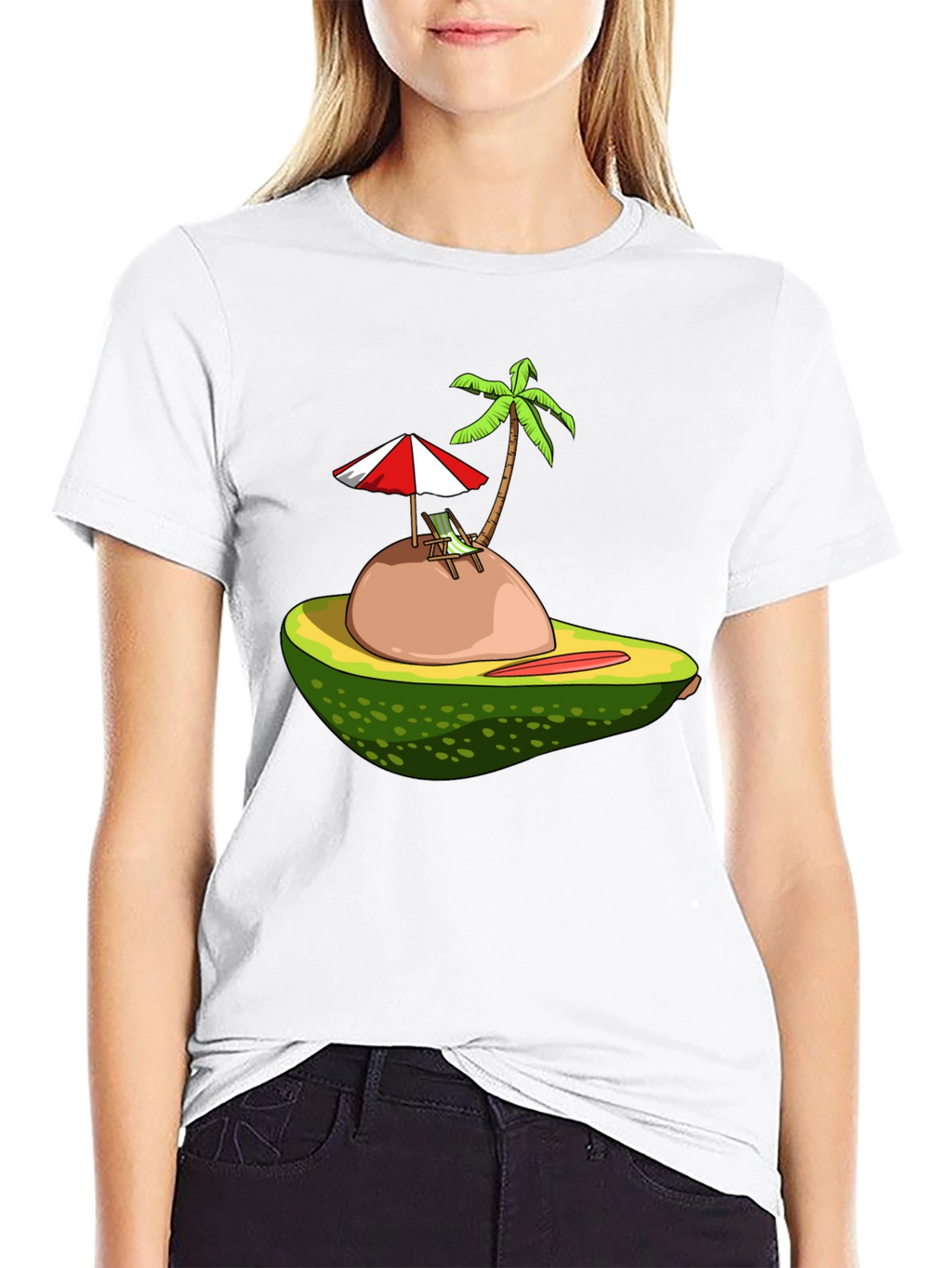 Camiseta Negra con Diseño de Aguacate Tropical