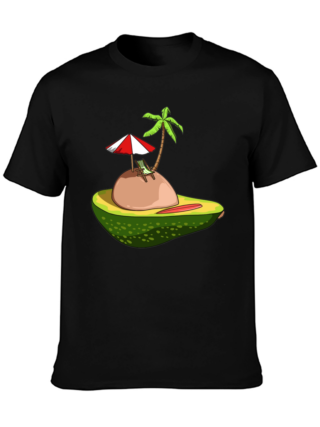 Camiseta Negra con Diseño de Aguacate Tropical