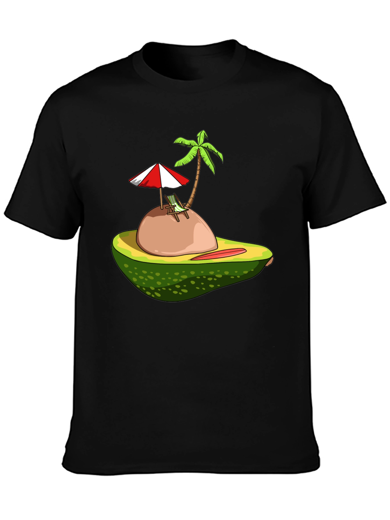 Camiseta Negra con Diseño de Aguacate Tropical