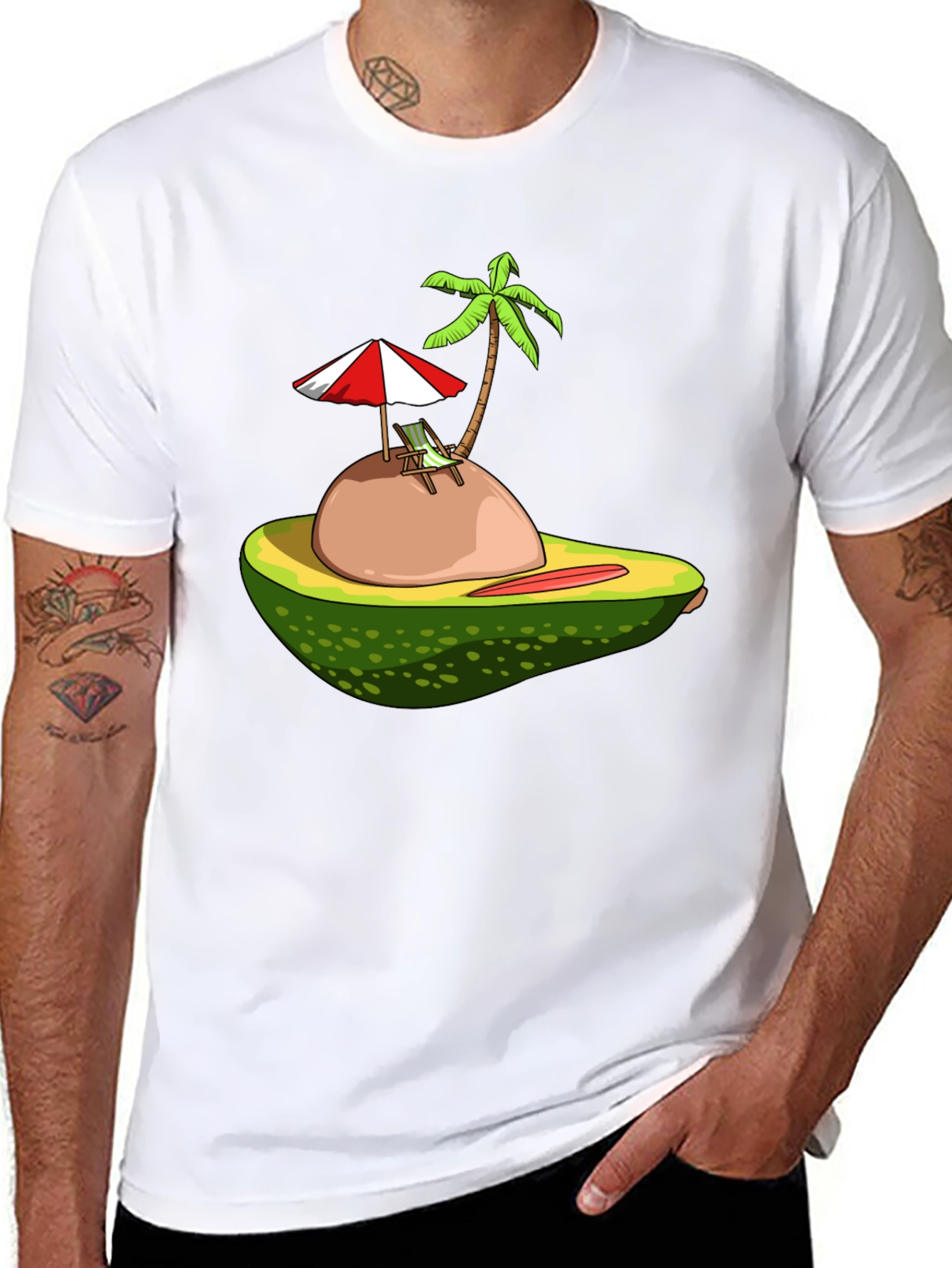 Camiseta Negra con Diseño de Aguacate Tropical