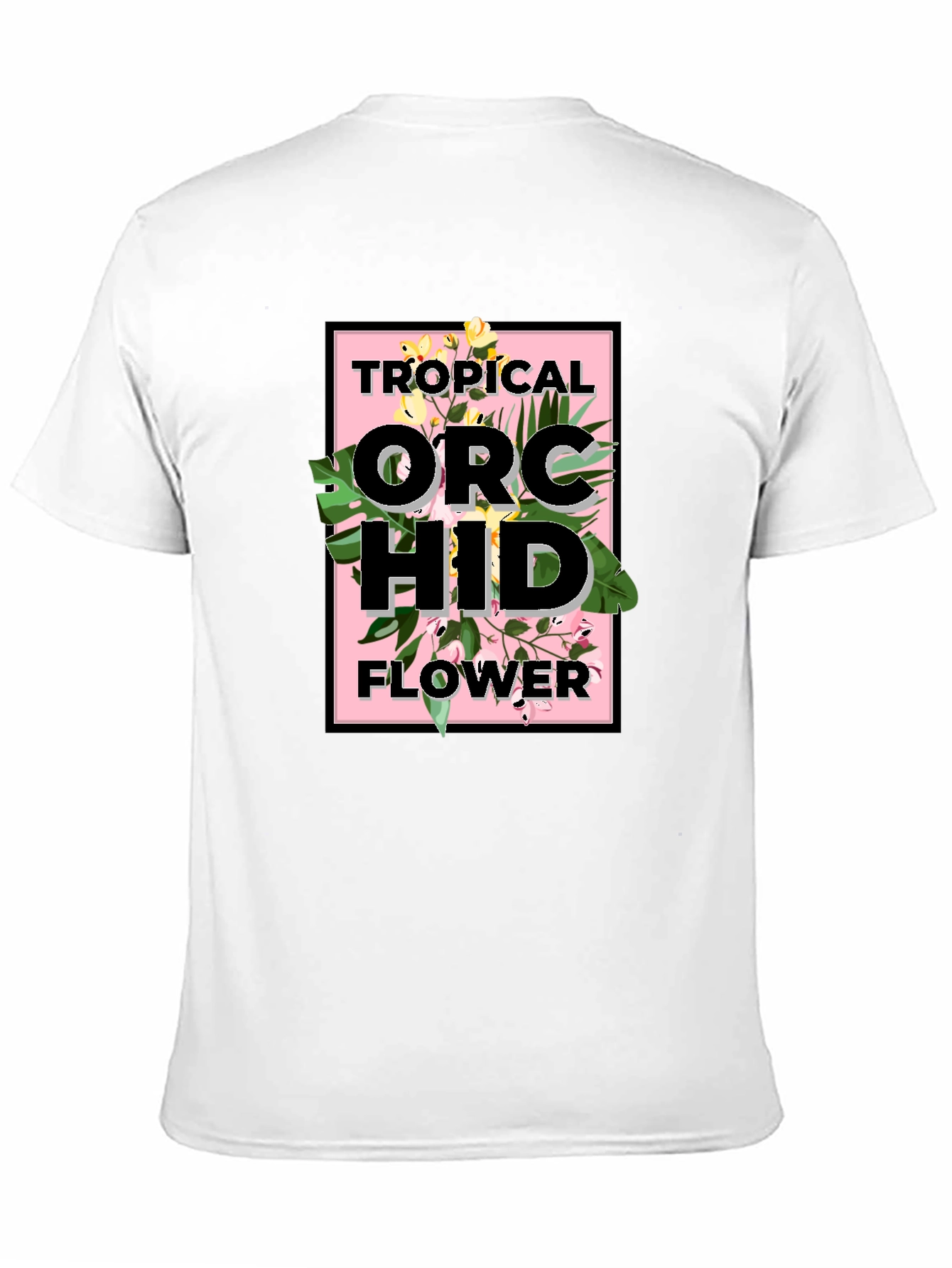 Camiseta Negra con Diseño de Orquídeas Tropicales