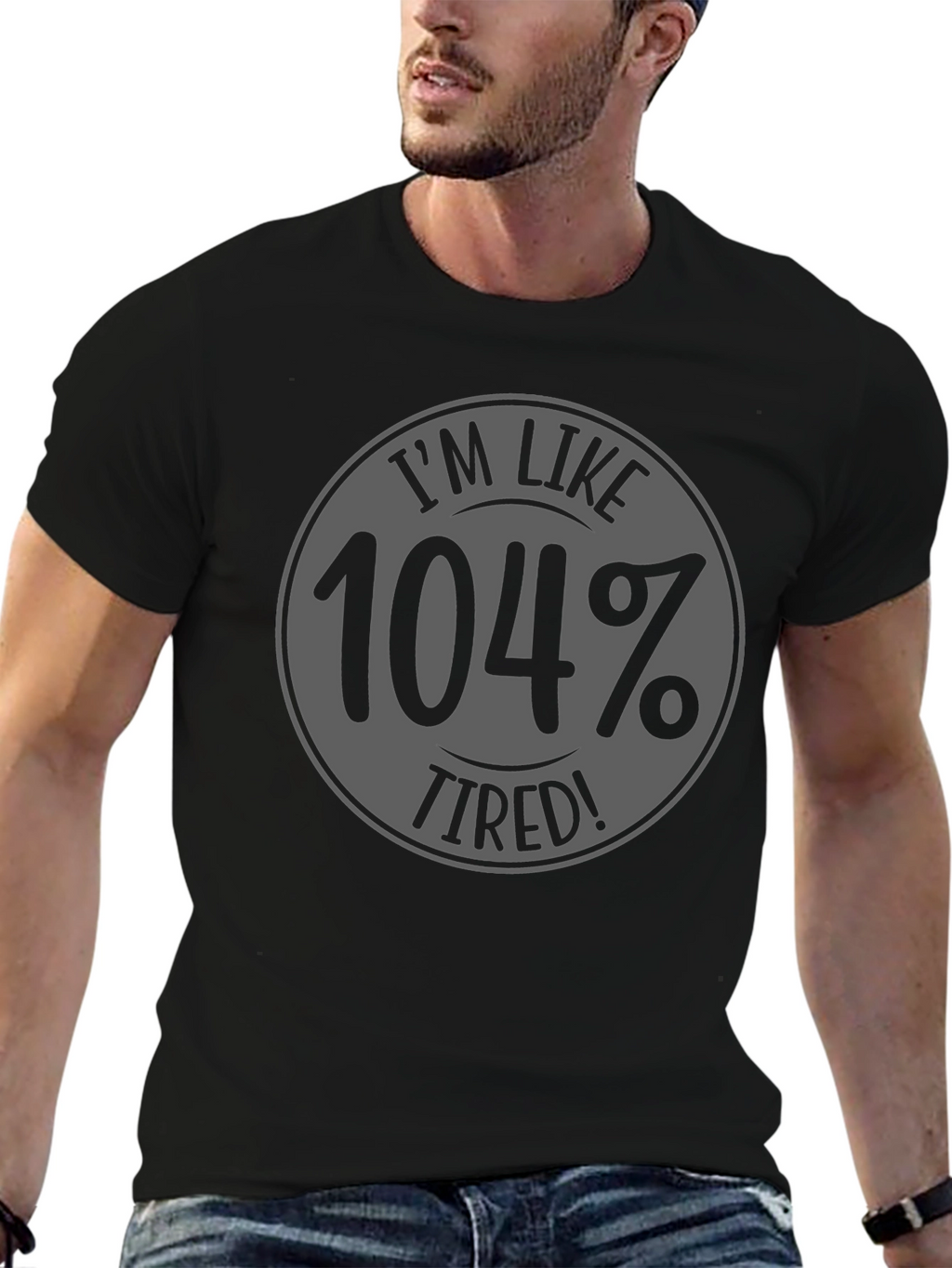 Camiseta Negra - 104% Cansado