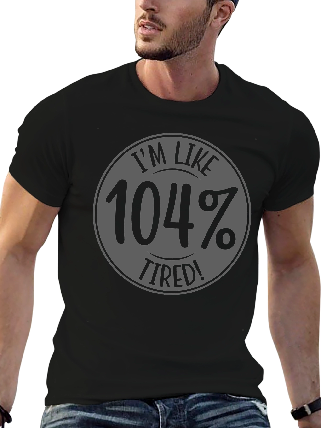 Camiseta Negra - 104% Cansado