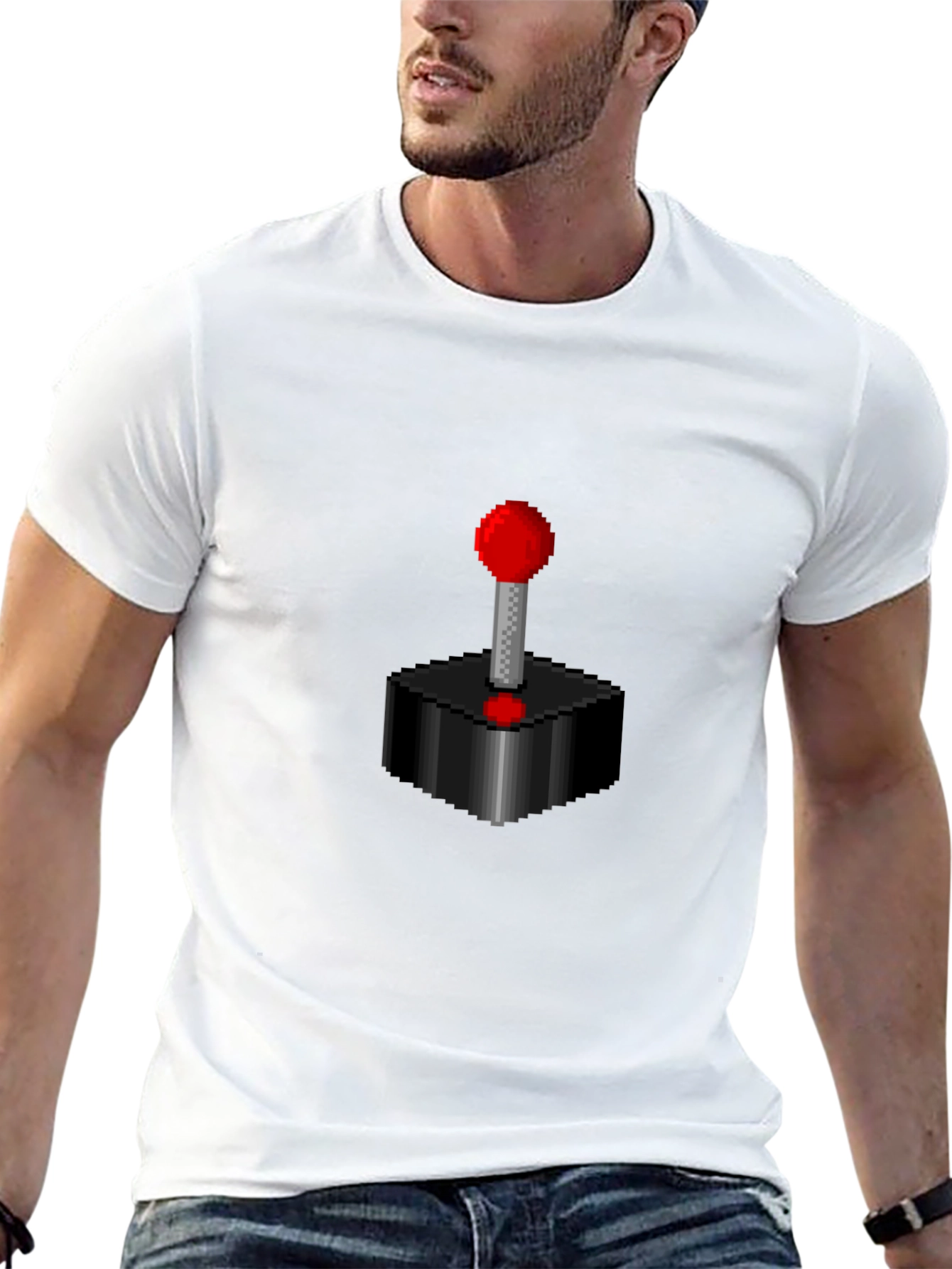 Camiseta Negra con Diseño de Joystick Retro Pixelado