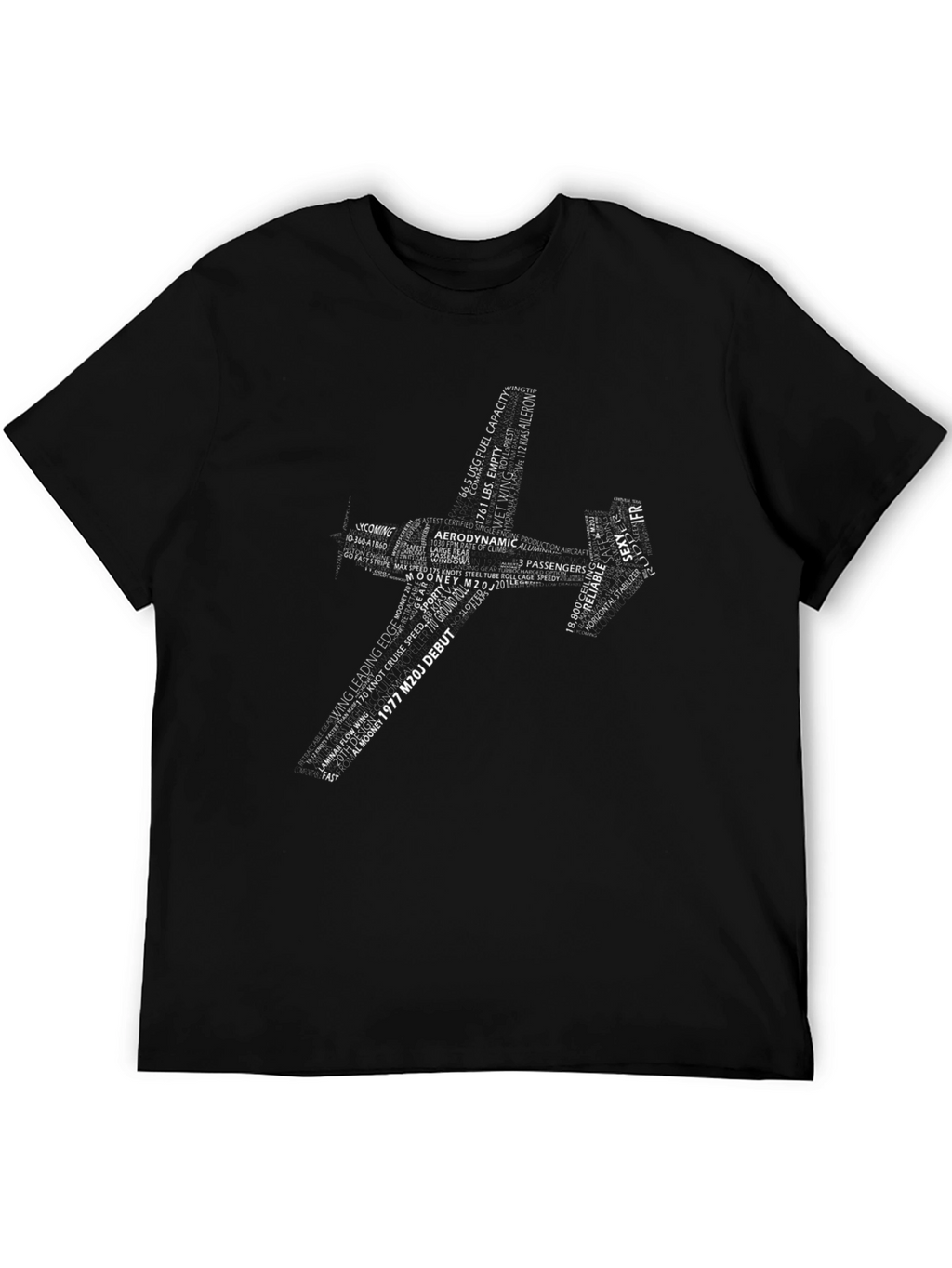 Camiseta Negra Avión Mooney M20J Debut 1977