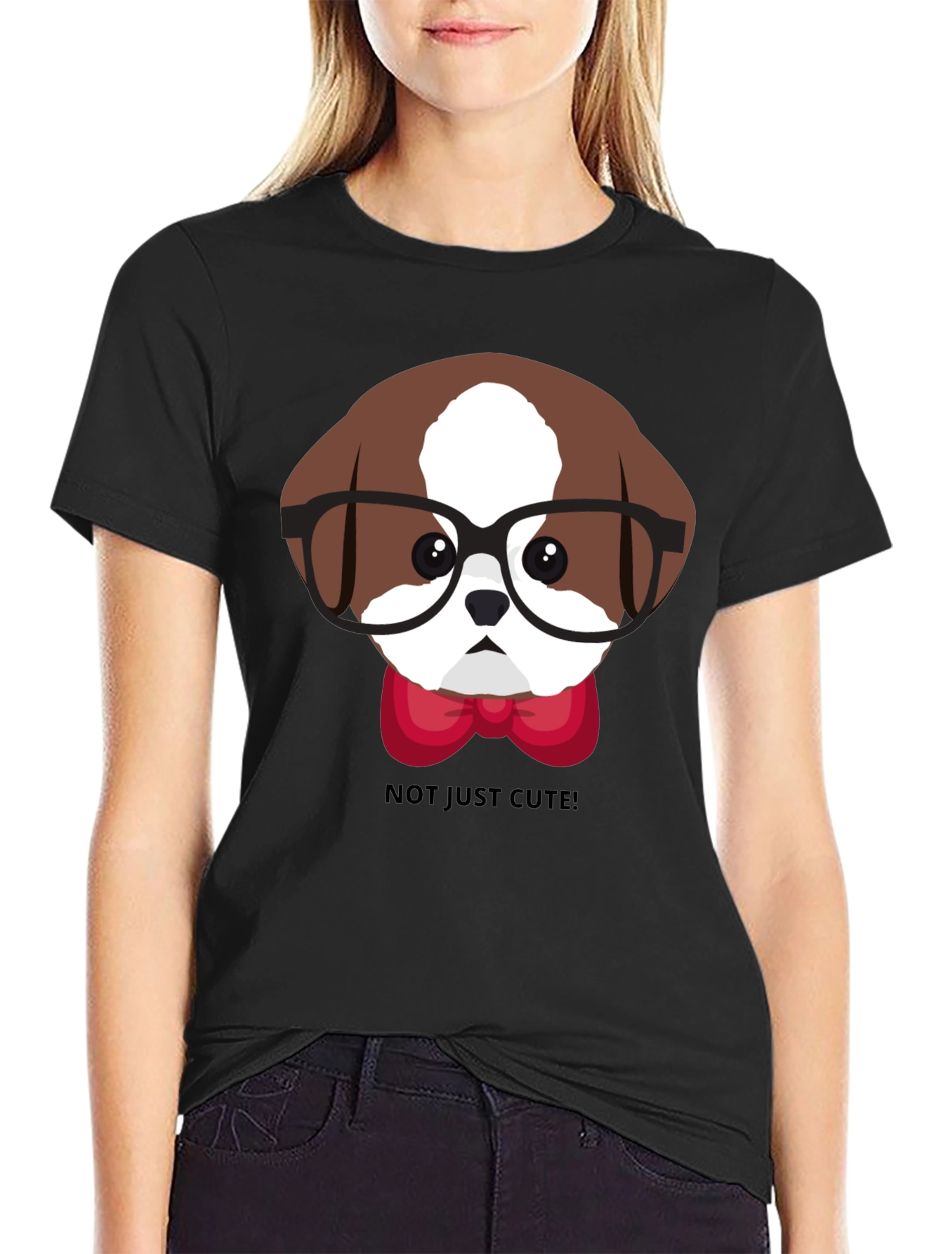 Camiseta Negra con Diseño de Perro Inteligente