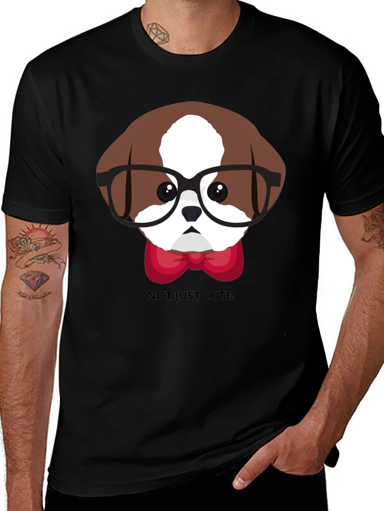 Camiseta Negra con Diseño de Perro Inteligente