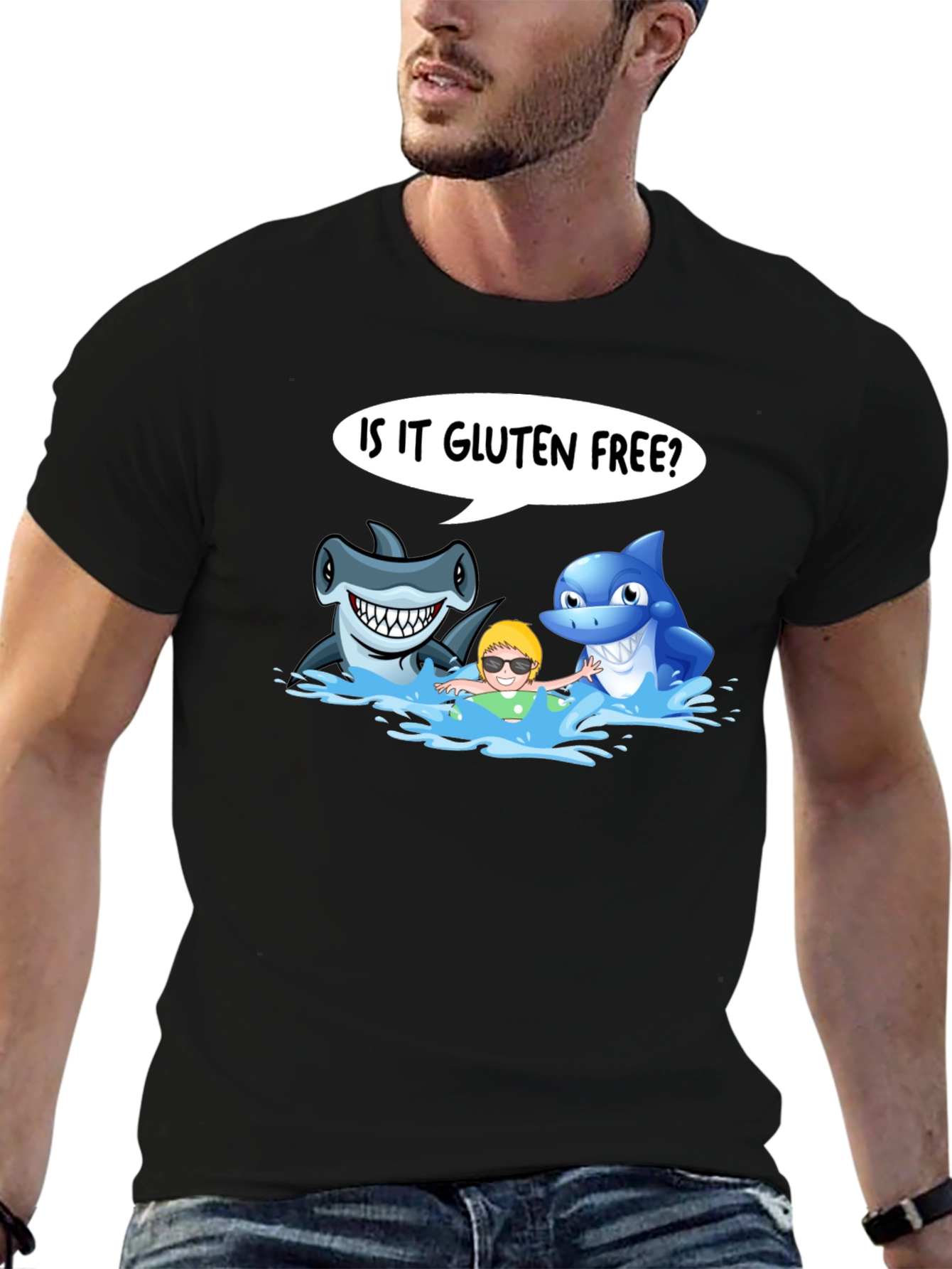 Camiseta Hombre Tiburones Gluten Free