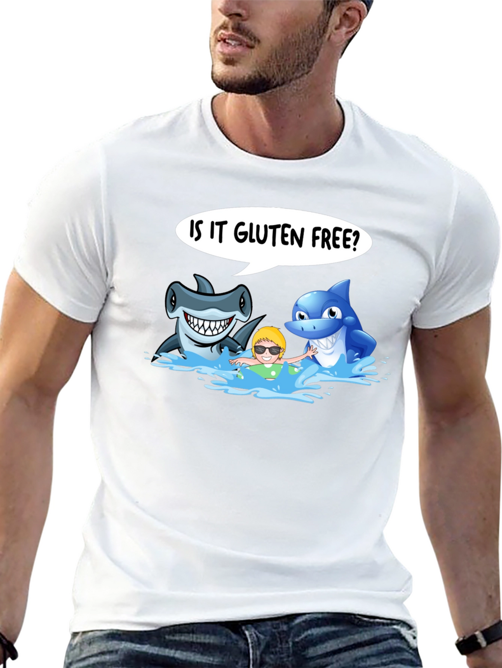 Camiseta Hombre Tiburones Gluten Free
