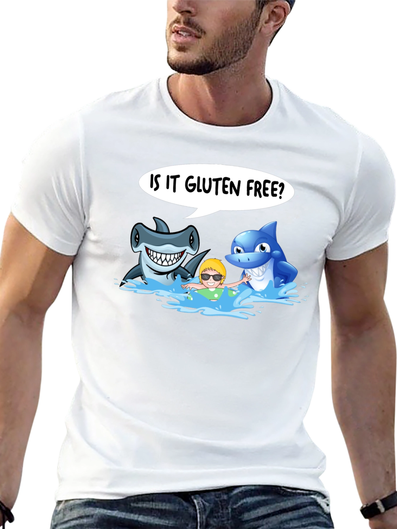 Camiseta Hombre Tiburones Gluten Free