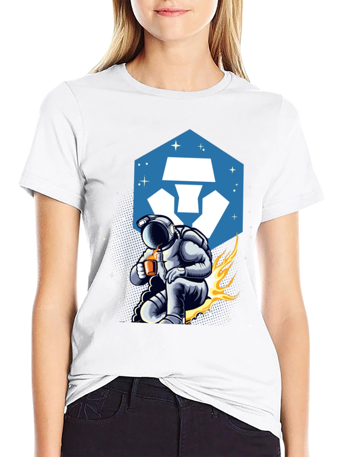 Camiseta Hombre Astronauta Crypto con Estilo Cósmico