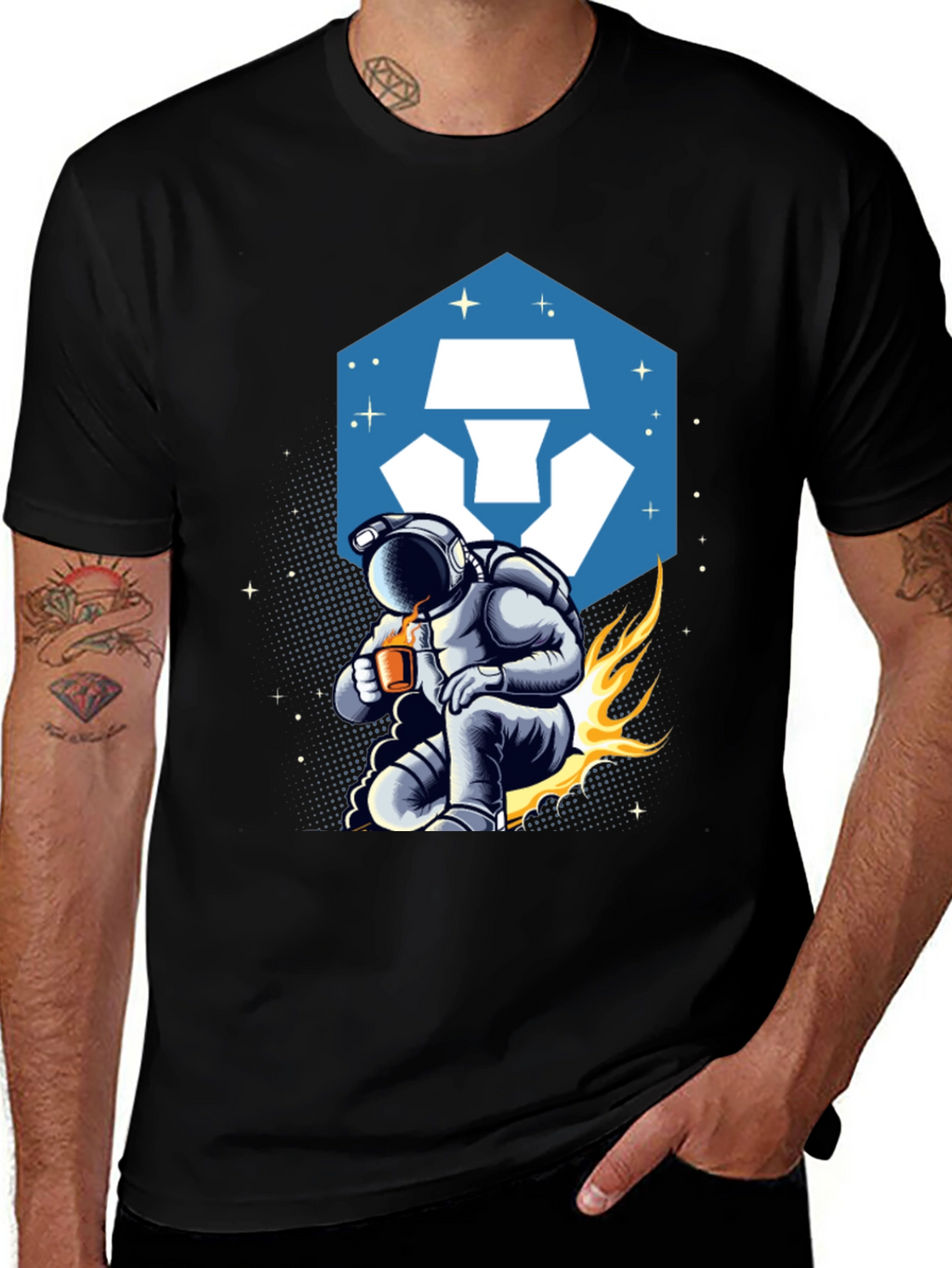 Camiseta Hombre Astronauta Crypto con Estilo Cósmico