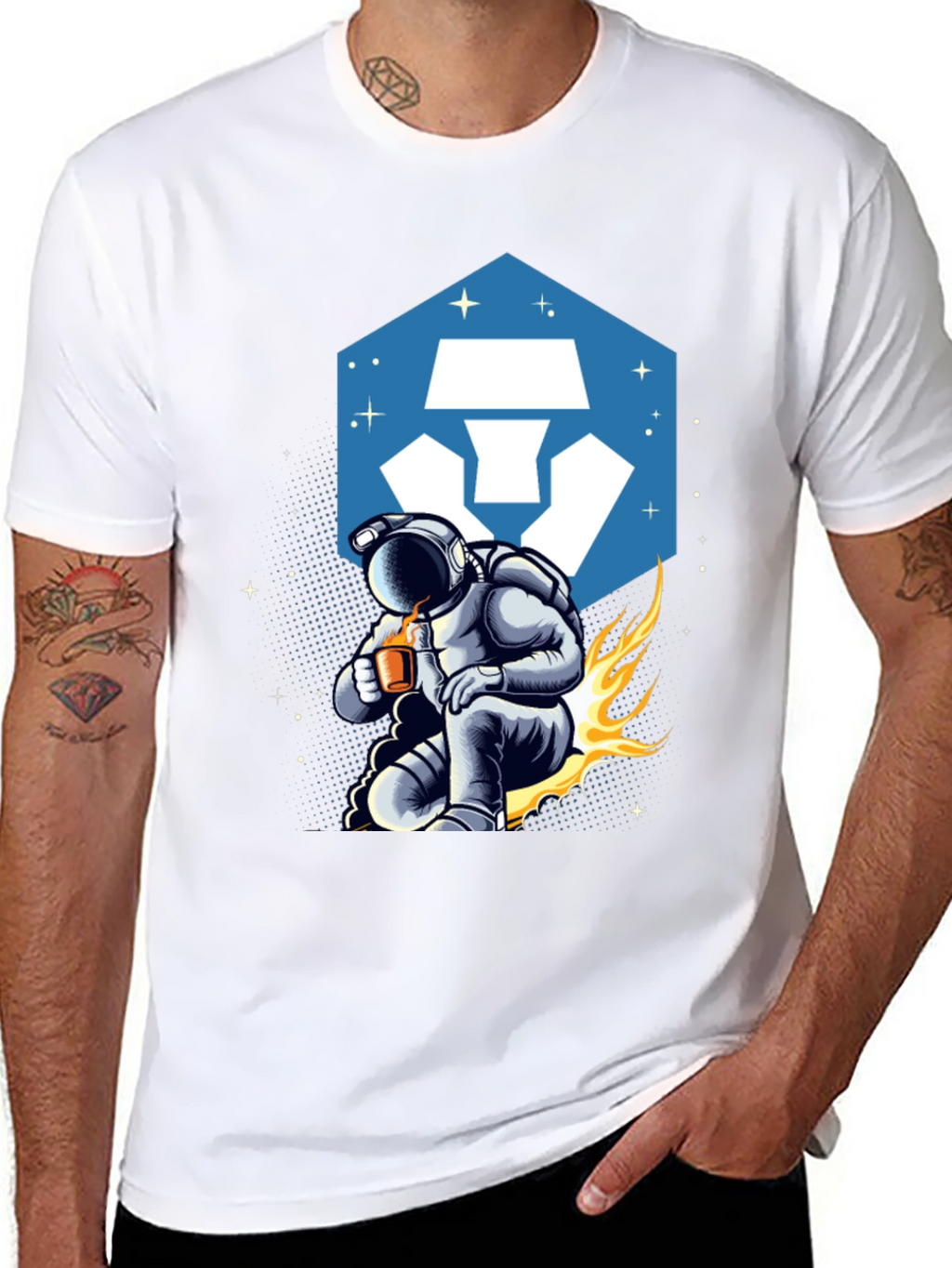 Camiseta Hombre Astronauta Crypto con Estilo Cósmico