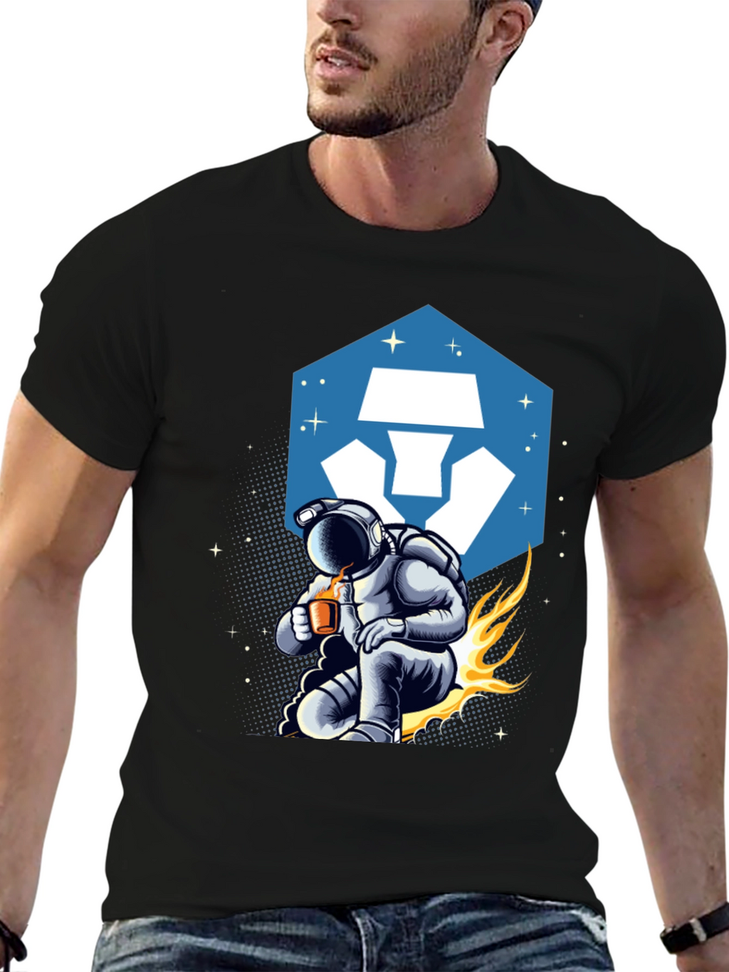 Camiseta Hombre Astronauta Crypto con Estilo Cósmico