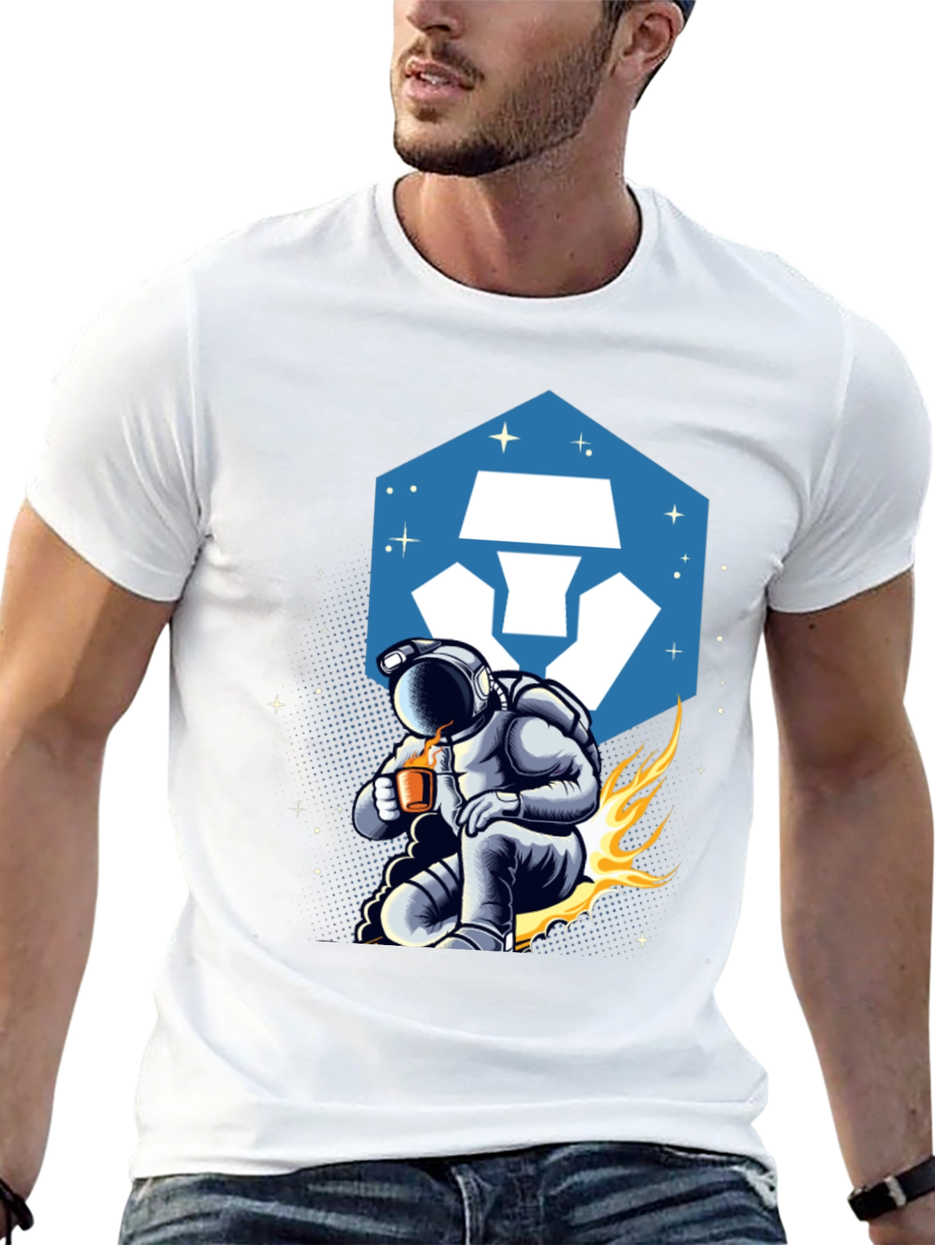 Camiseta Hombre Astronauta Crypto con Estilo Cósmico
