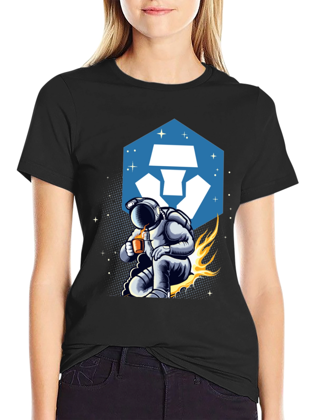 Camiseta Hombre Astronauta Crypto con Estilo Cósmico
