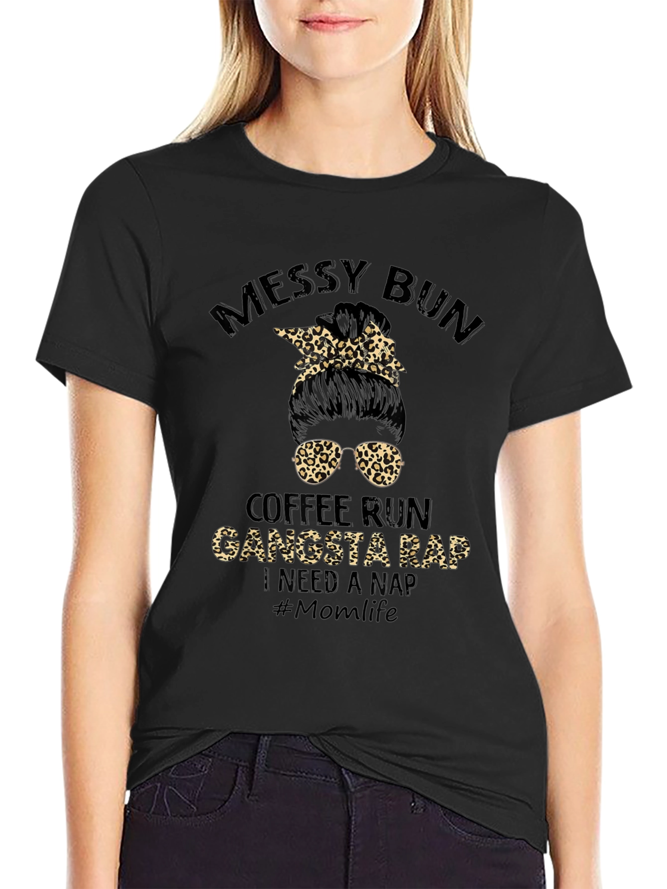 Camiseta Messy Bun Coffee Run Gangsta Rap
