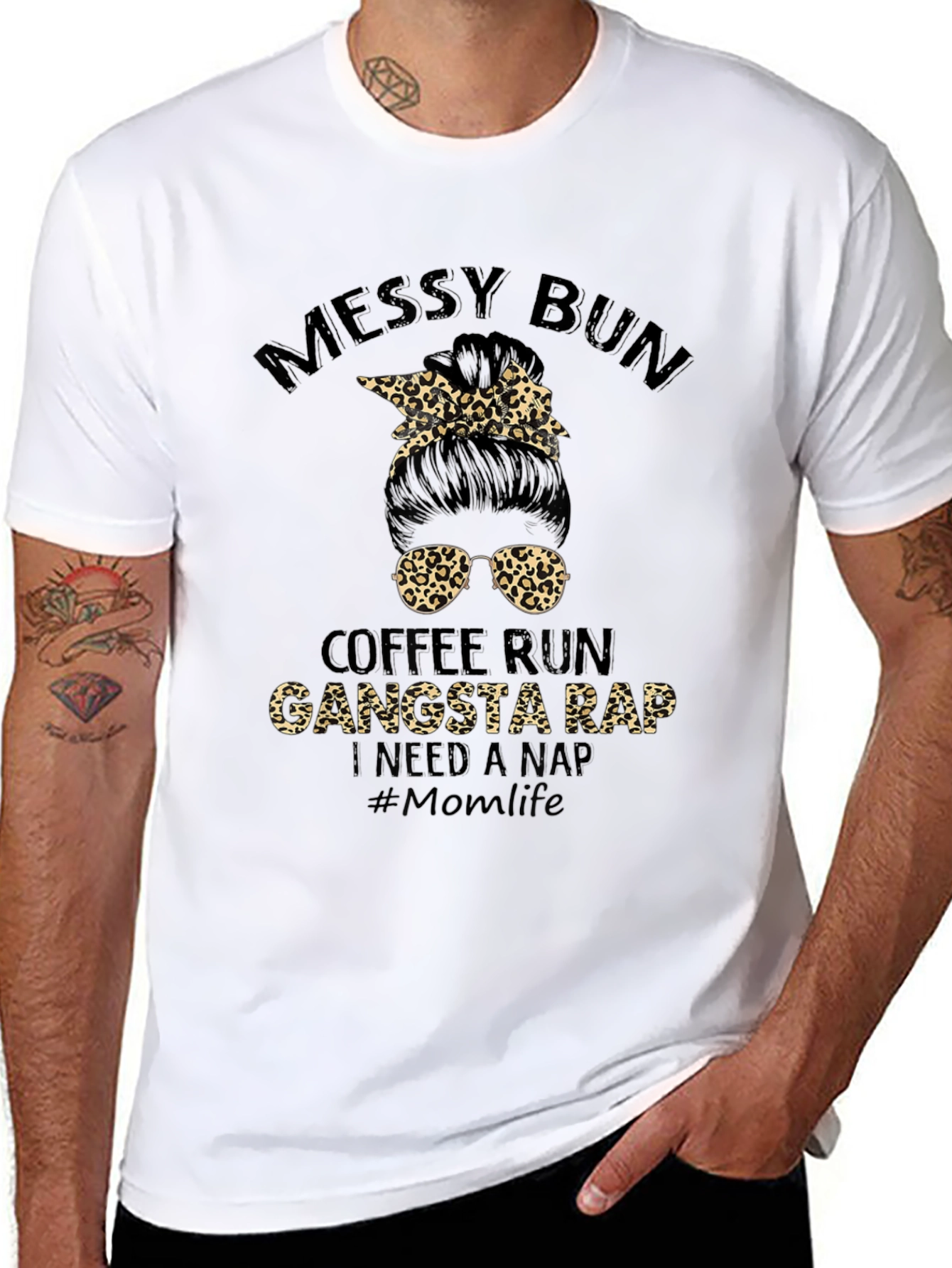 Camiseta Messy Bun Coffee Run Gangsta Rap