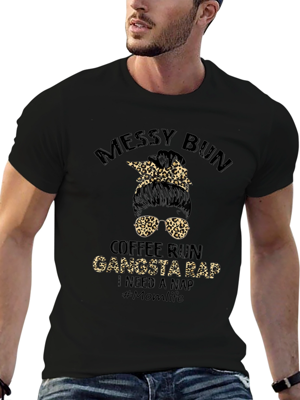 Camiseta Messy Bun Coffee Run Gangsta Rap