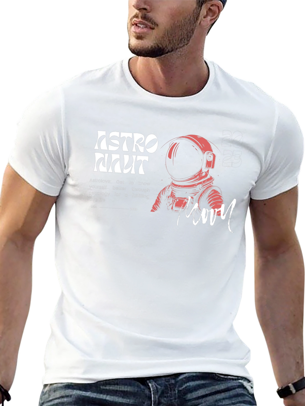 Camiseta Astronauta Moon Algodón Diseño Único