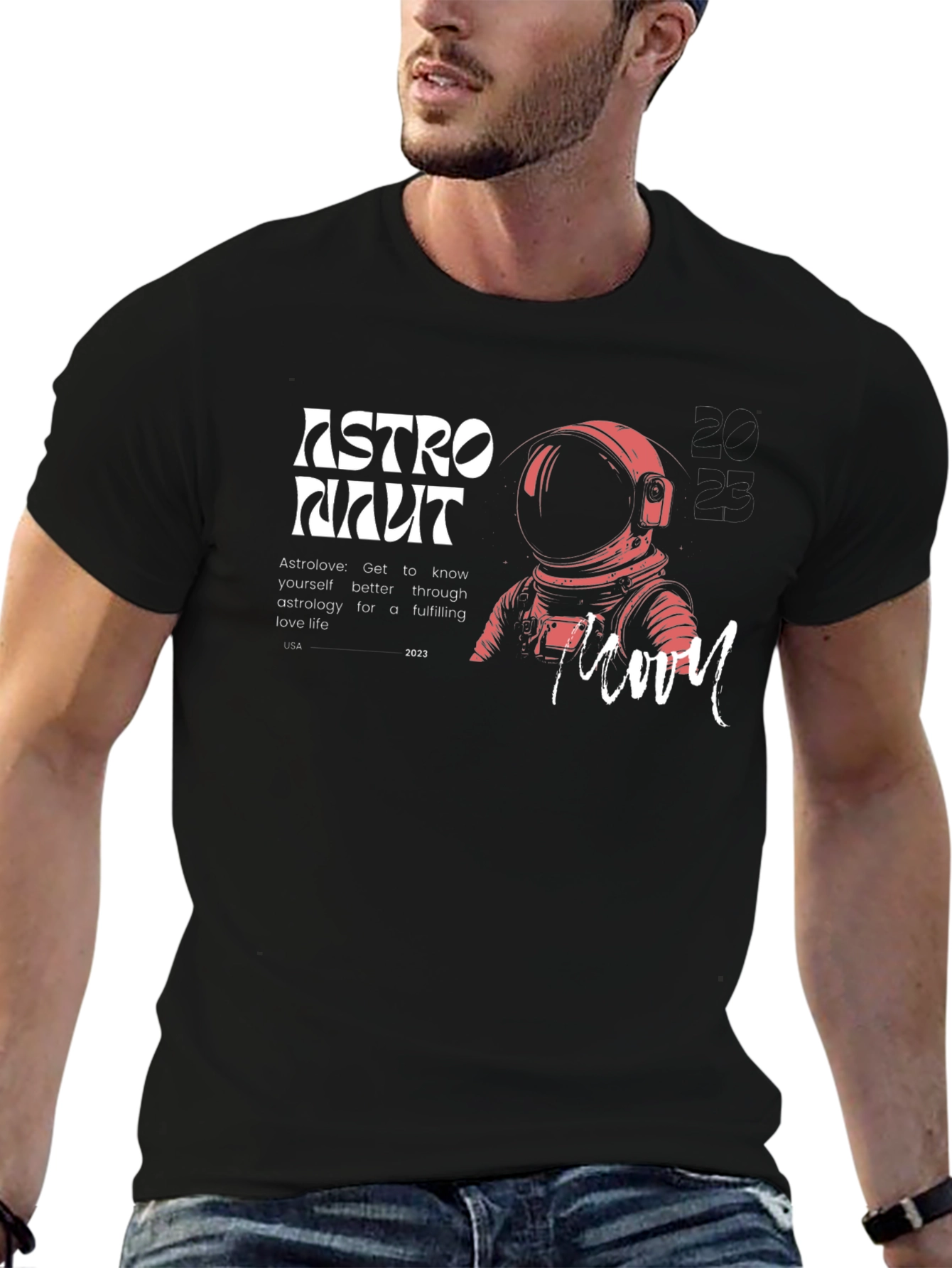 Camiseta Astronauta Moon Algodón Diseño Único