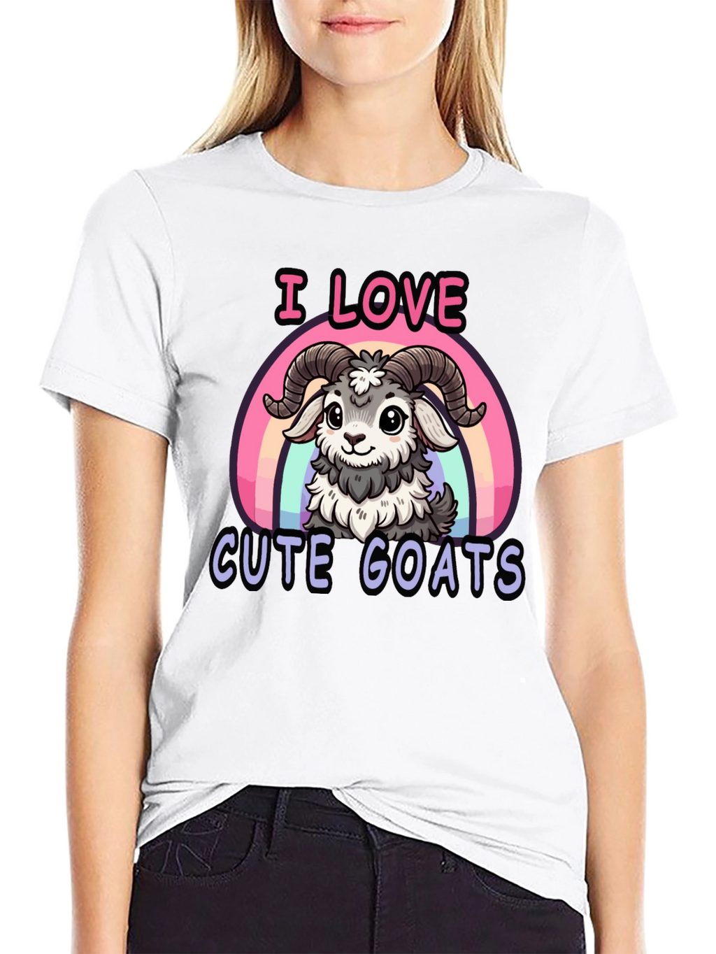 Camiseta Negra Amo Cabras Adorables